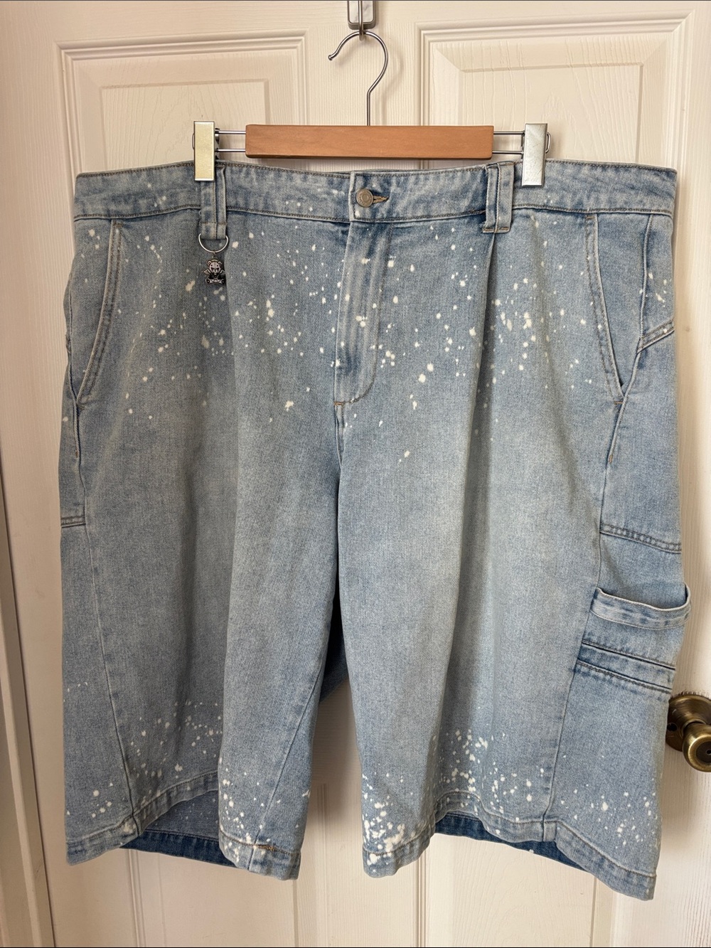 wild fable Light Blue Paint-Splatter Denim Shorts